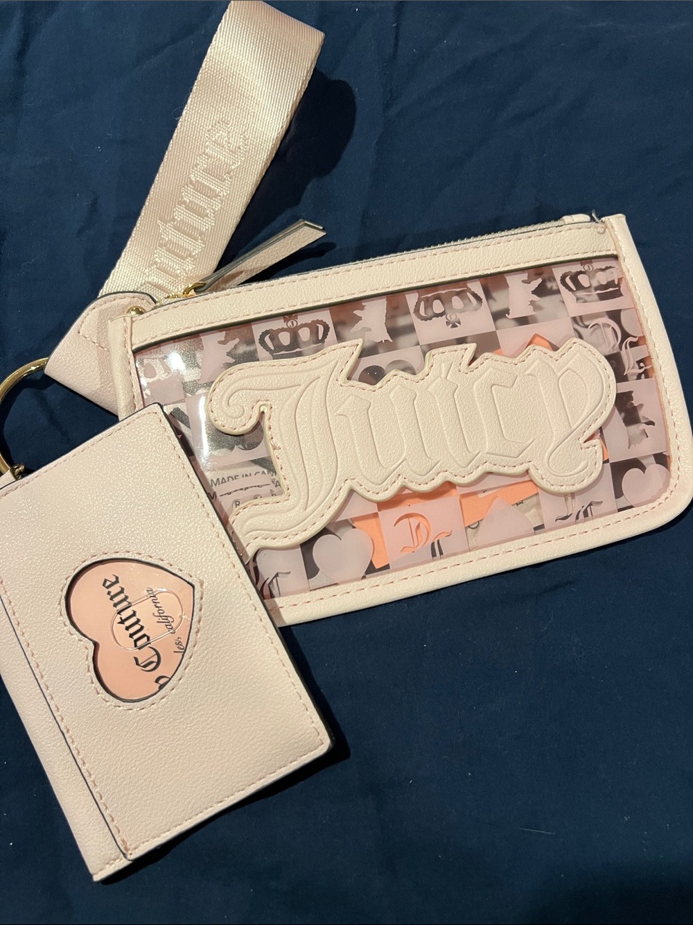 Juicy Couture paradise 3 piece pouch and wristlet set New with incorrect tag?